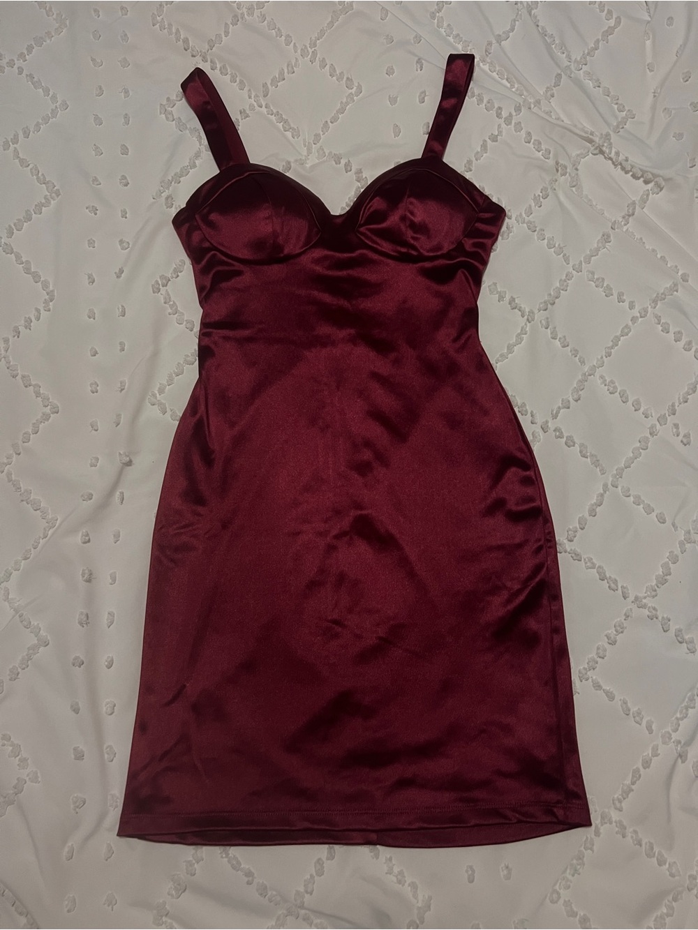 B Darlin Burgundy Satin Bustier Bodycon Mini Dress Women’s Size 3/4